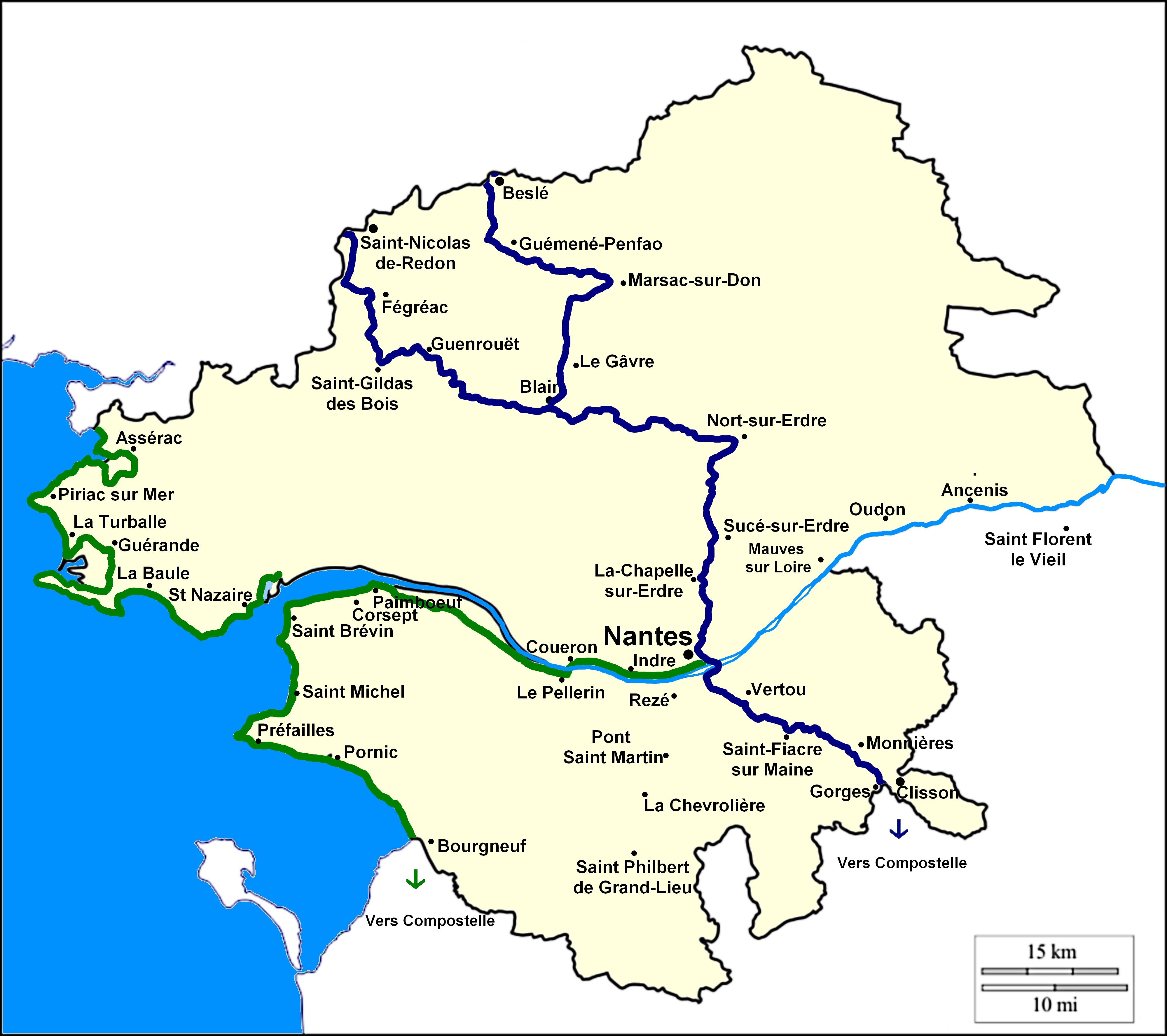 Carte des chemins en Loire-Atlantique